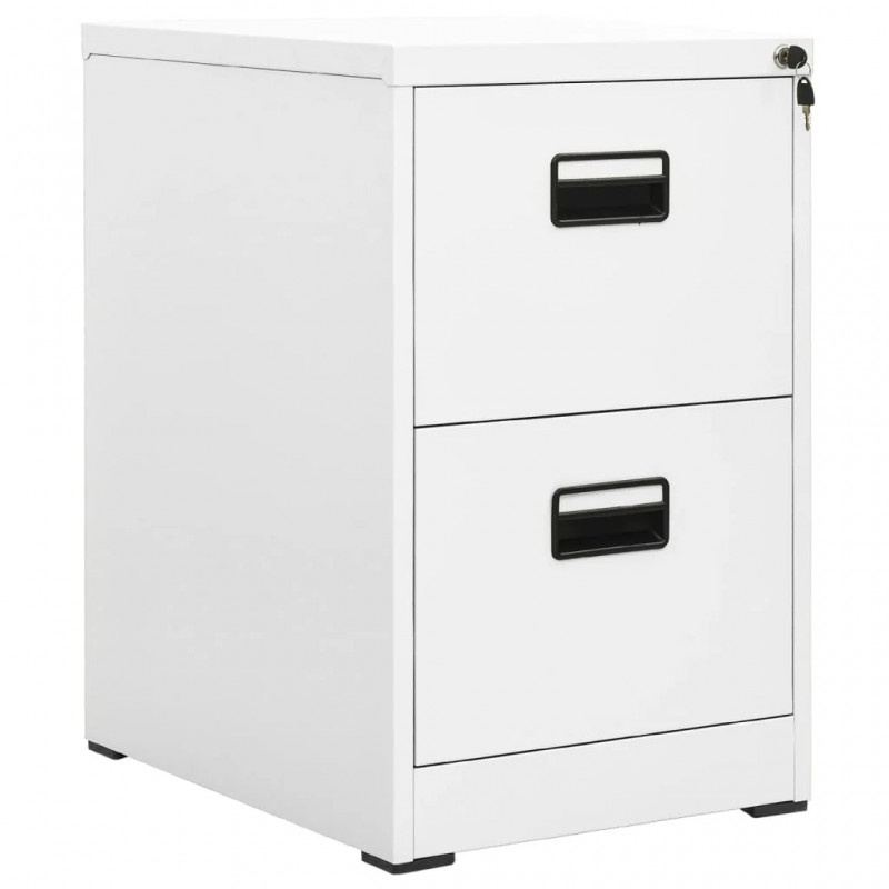 Filing Cabinet 2 Drawers White Steel