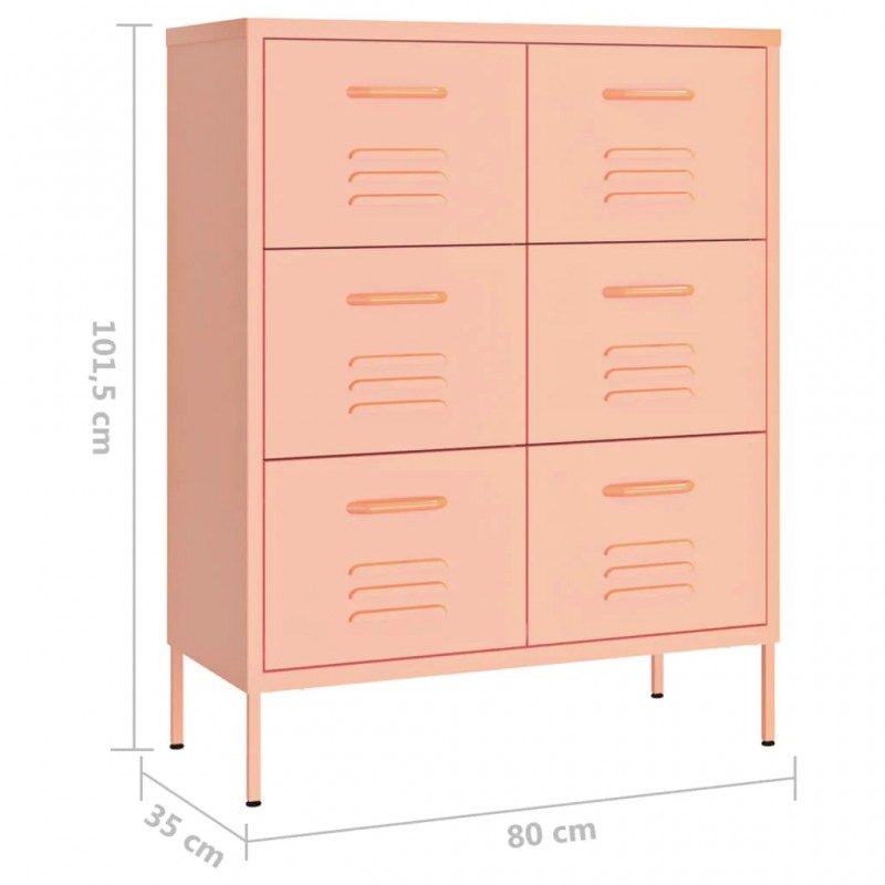 Drawer Cabinet Pink 80x35x101.5 cm Steel Drawer Cabinet Pink 80x35x101.5 cm Steel