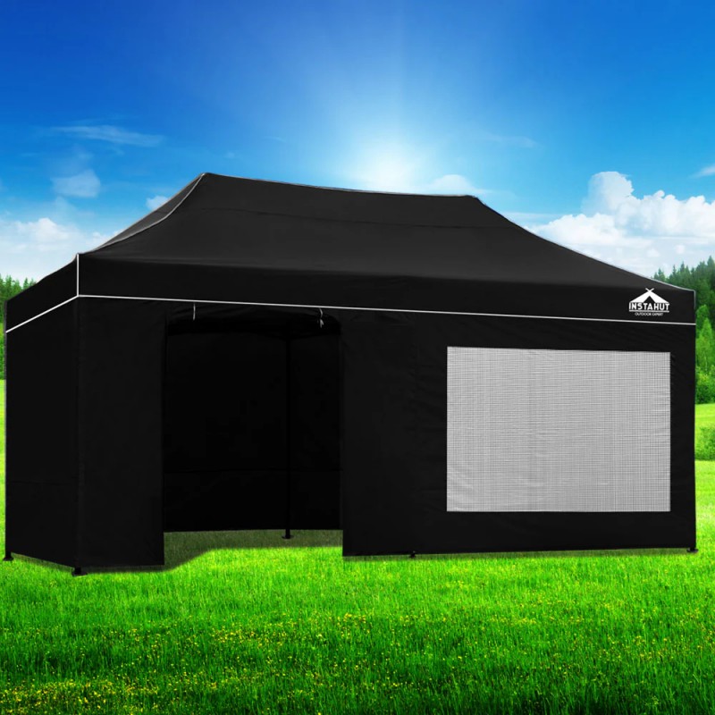 Instahut Gazebo 3x6 Pop Up Marquee Folding Tent Wedding Gazebos Camping Outdoor Shade Canopy Black Instahut Gazebo 3x6 Pop Up Marquee Folding Tent Wedding Gazebos Camping Outdoor Shade Canopy Black