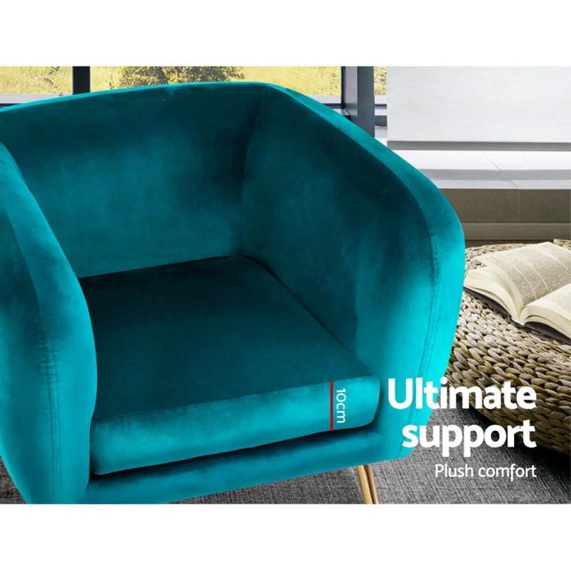 Artiss Armchair Lounge Sofa Arm Chair Accent Chairs Armchairs Couch Velvet Green Artiss Armchair Lounge Sofa Arm Chair Accent Chairs Armchairs Couch Velvet Green