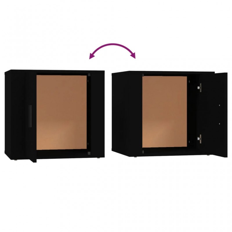 Bedside Cabinets 2 pcs Black 50x39x47 cm Bedside Cabinets 2 pcs Black 50x39x47 cm