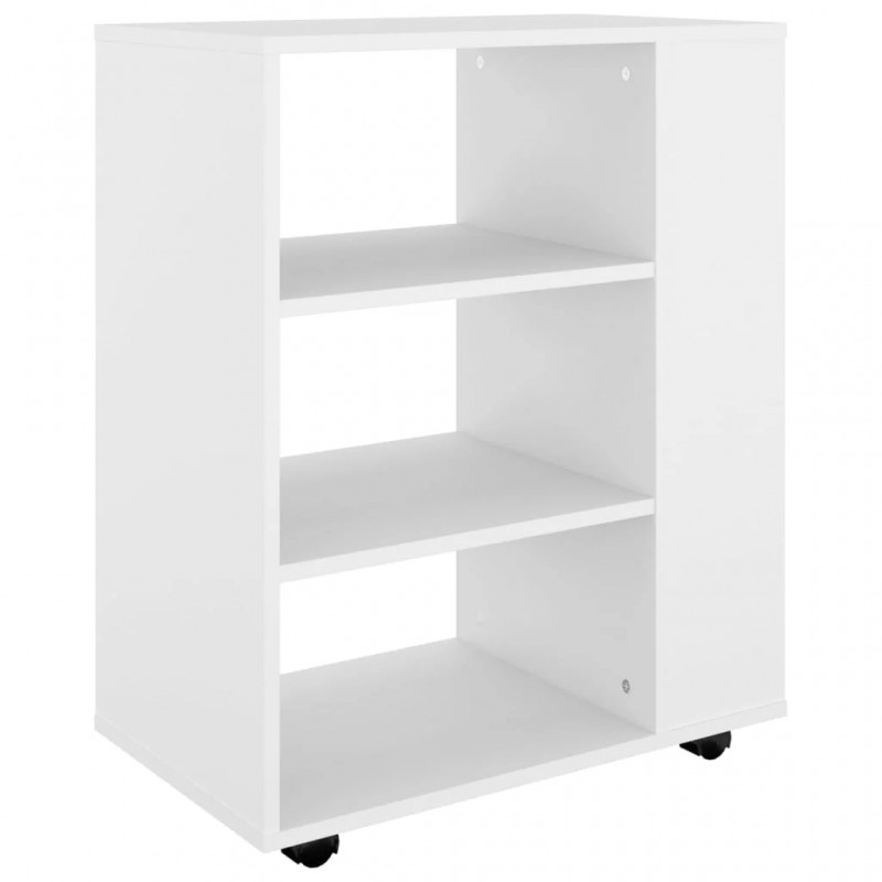Rolling Cabinet White 60x35x75 cm Engineered Wood Rolling Cabinet White 60x35x75 cm Engineered Wood
