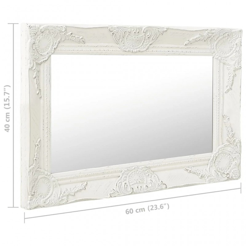 Wall Mirror Baroque Style 60x40 cm White Wall Mirror Baroque Style 60x40 cm White