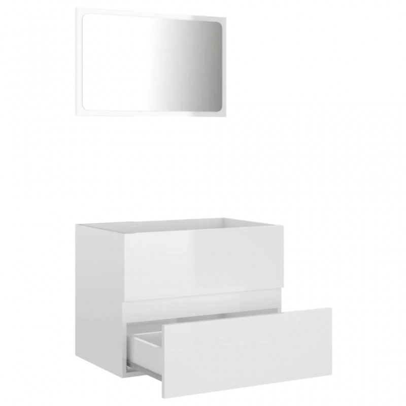 2 Piece Bathroom Furniture Set High Gloss White Engineered Wood 2 Piece Bathroom Furniture Set High Gloss White Engineered Wood