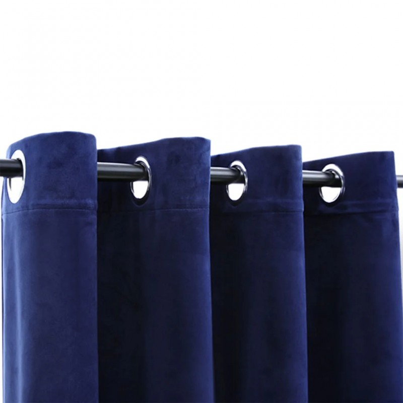 Blackout Curtain with Metal Rings Velvet Dark Blue 290x245 cm Blackout Curtain with Metal Rings Velvet Dark Blue 290x245 cm