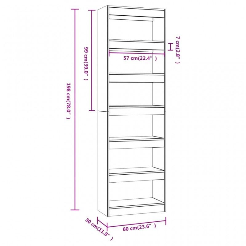Book Cabinet/Room Divider Grey Sonoma 60x30x198 cm Book Cabinet/Room Divider Grey Sonoma 60x30x198 cm