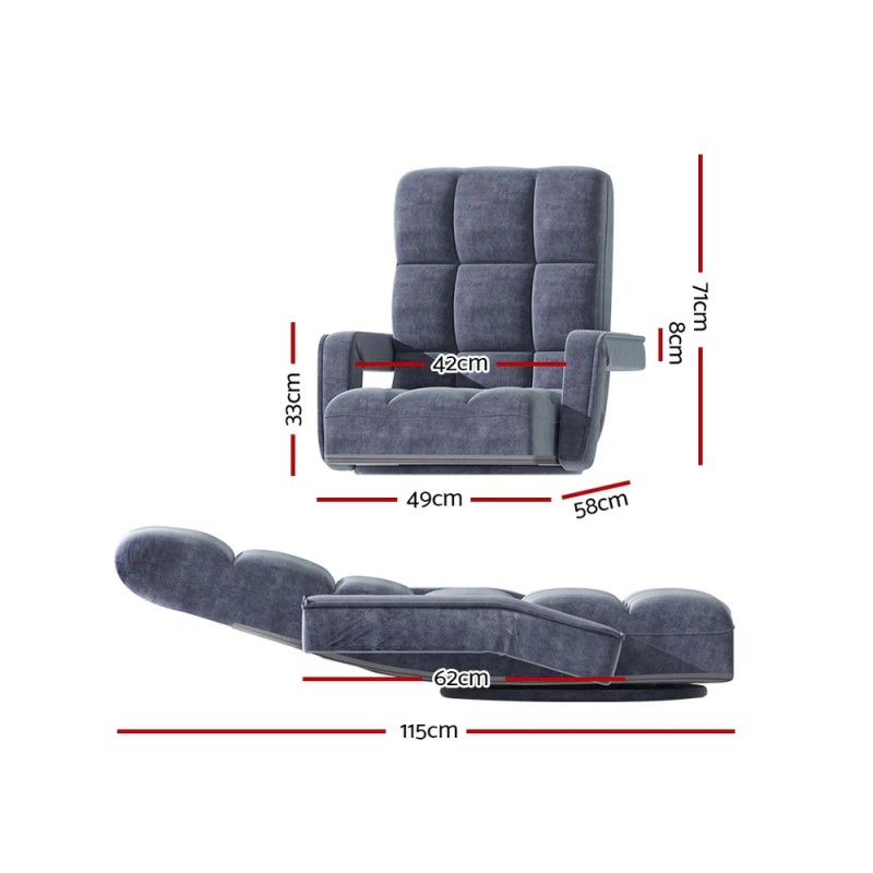 Artiss Floor Lounge Sofa Bed Swivel Charcoal Artiss Floor Lounge Sofa Bed Swivel Charcoal