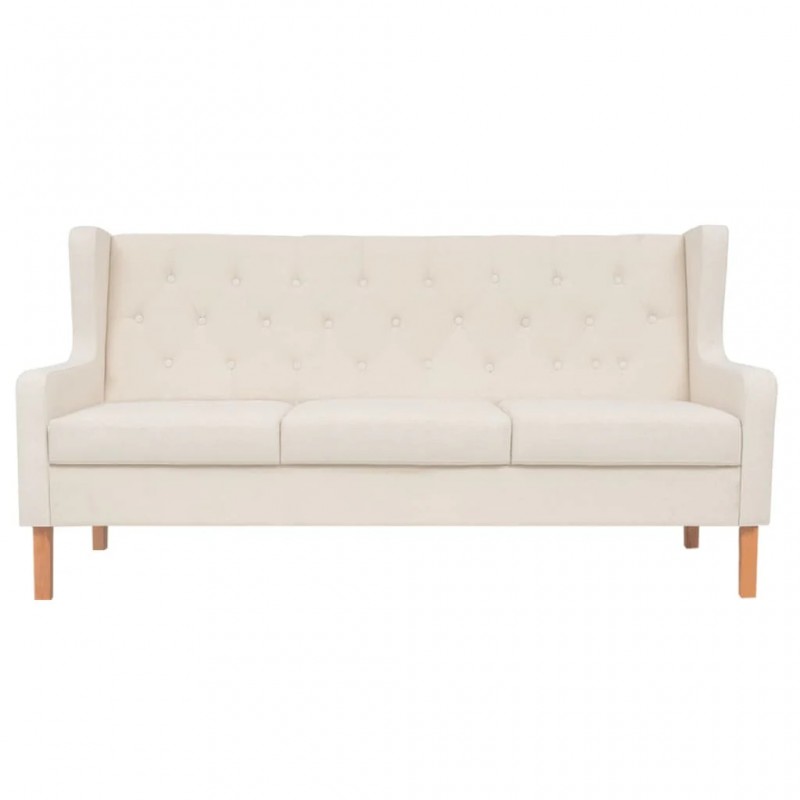 Sofa Set 3 Pieces Fabric Cream White Sofa Set 3 Pieces Fabric Cream White