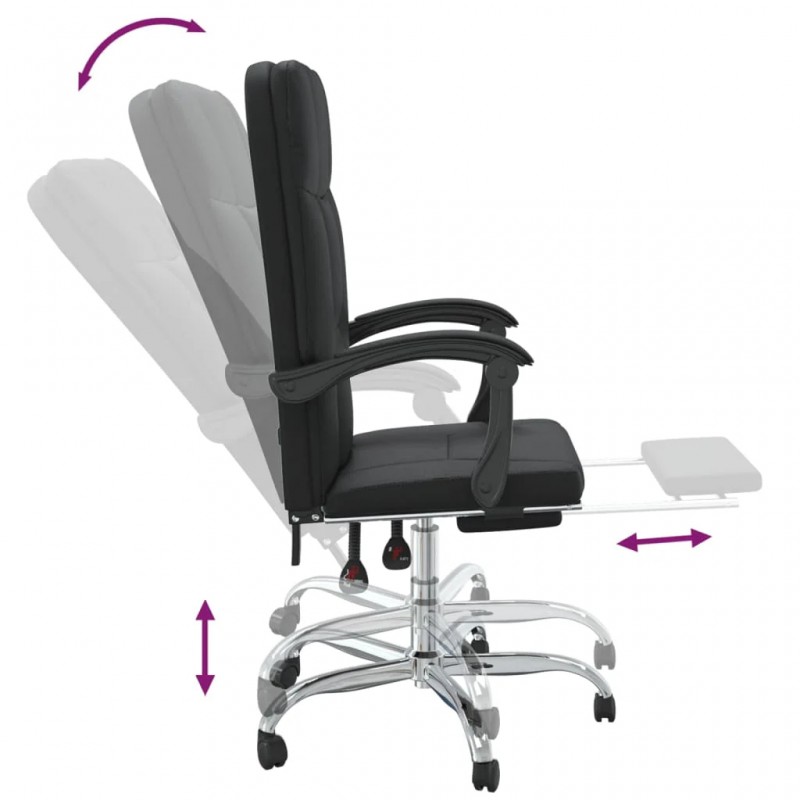 Reclining Office Chair Black Faux Leather Reclining Office Chair Black Faux Leather