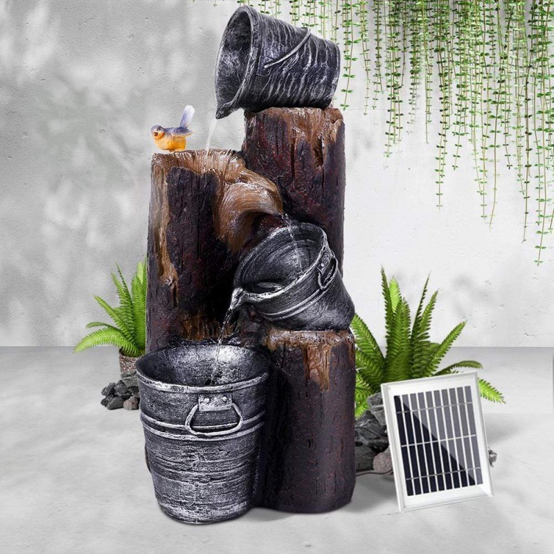 Gardeon Solar Water Feature with LED Lights 3-Tier Buckets 76cm Gardeon Solar Water Feature with LED Lights 3-Tier Buckets 76cm