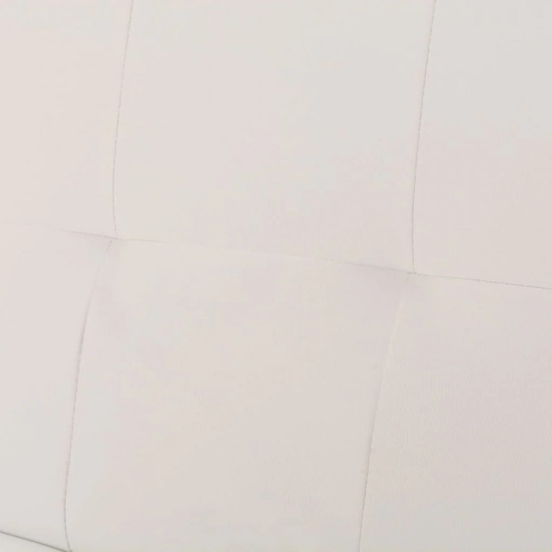 Sofa Bed with Two Pillows Artificial Leather Adjustable Cream White Sofa Bed with Two Pillows Artificial Leather Adjustable Cream White