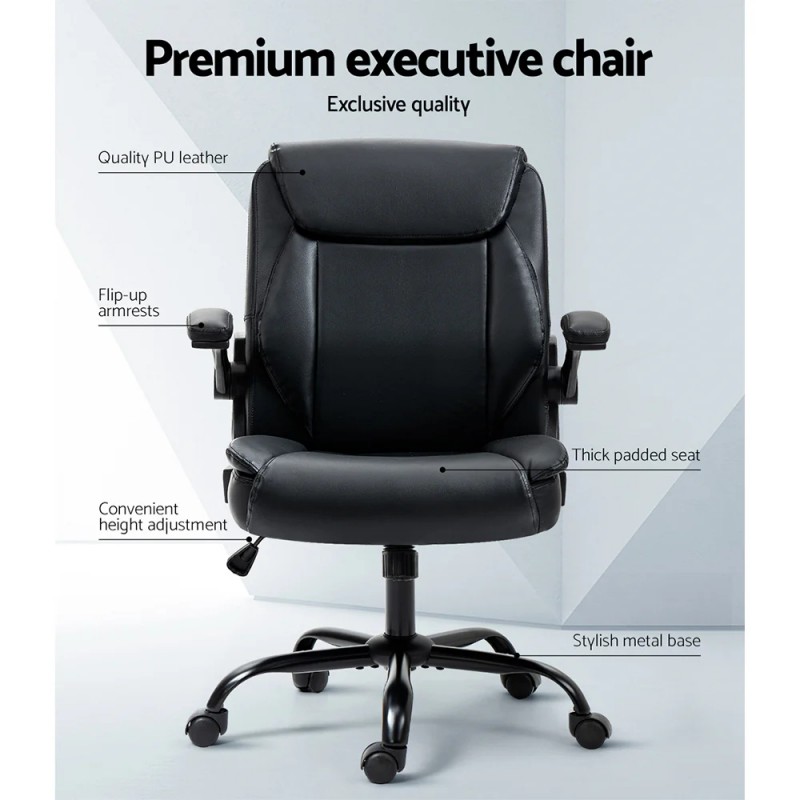 Artiss Executive Office Chair Mid Back Black Artiss Executive Office Chair Mid Back Black