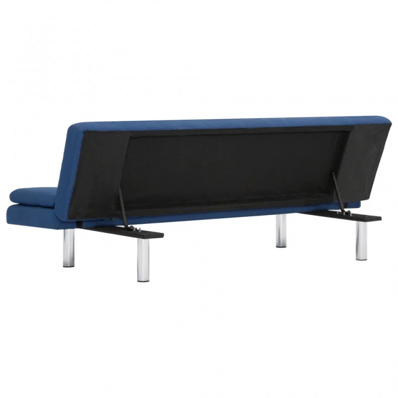 Sofa Bed with Two Pillows Blue Polyester Sofa Bed with Two Pillows Blue Polyester