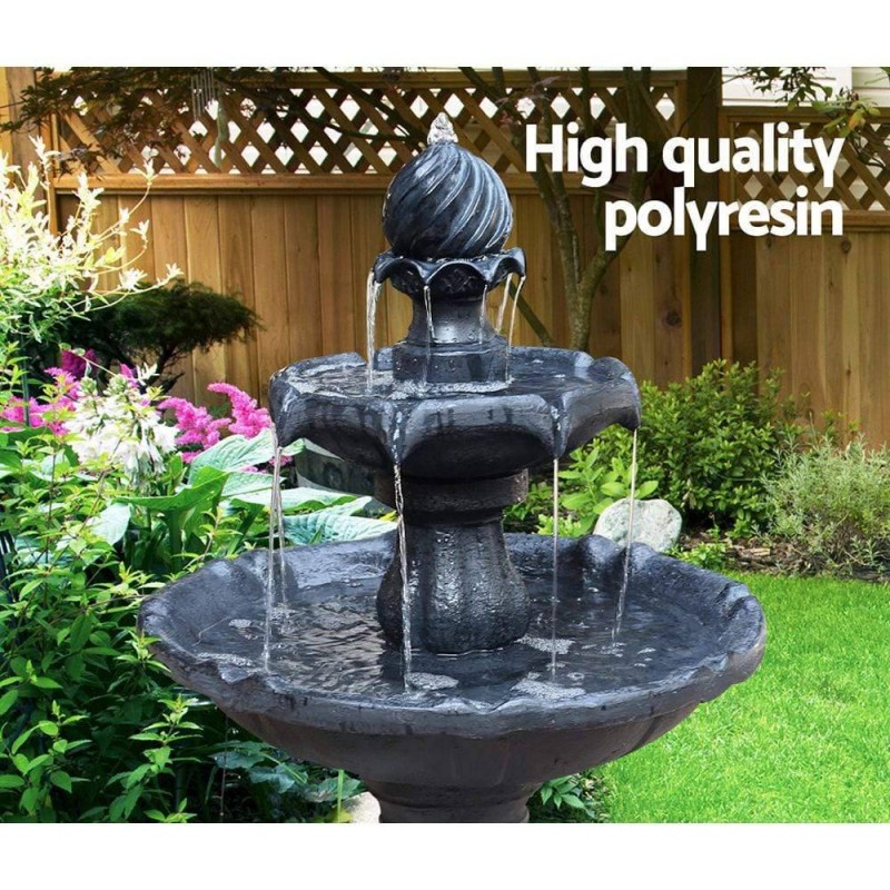 Gardeon Solar Water Feature 3 Tiers Black 93cm Gardeon Solar Water Feature 3 Tiers Black 93cm