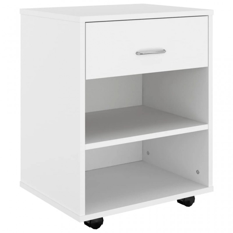 Rolling Cabinet White 46x36x59 cm Engineered Wood Rolling Cabinet White 46x36x59 cm Engineered Wood