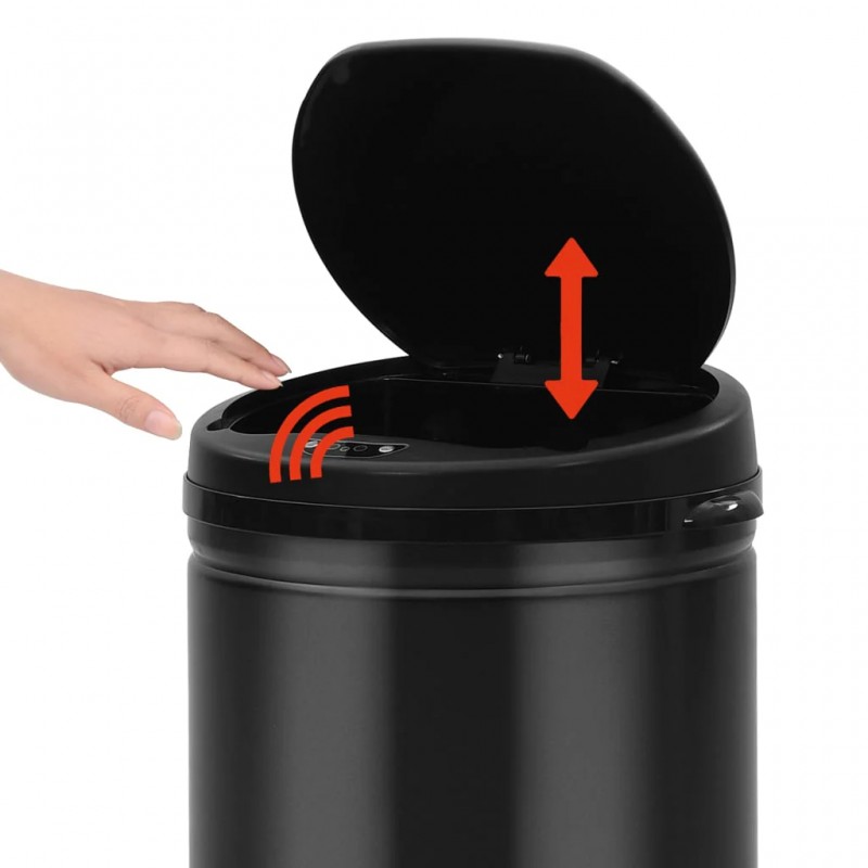 Automatic Sensor Dustbin 40 L Carbon Steel Black Automatic Sensor Dustbin 40 L Carbon Steel Black