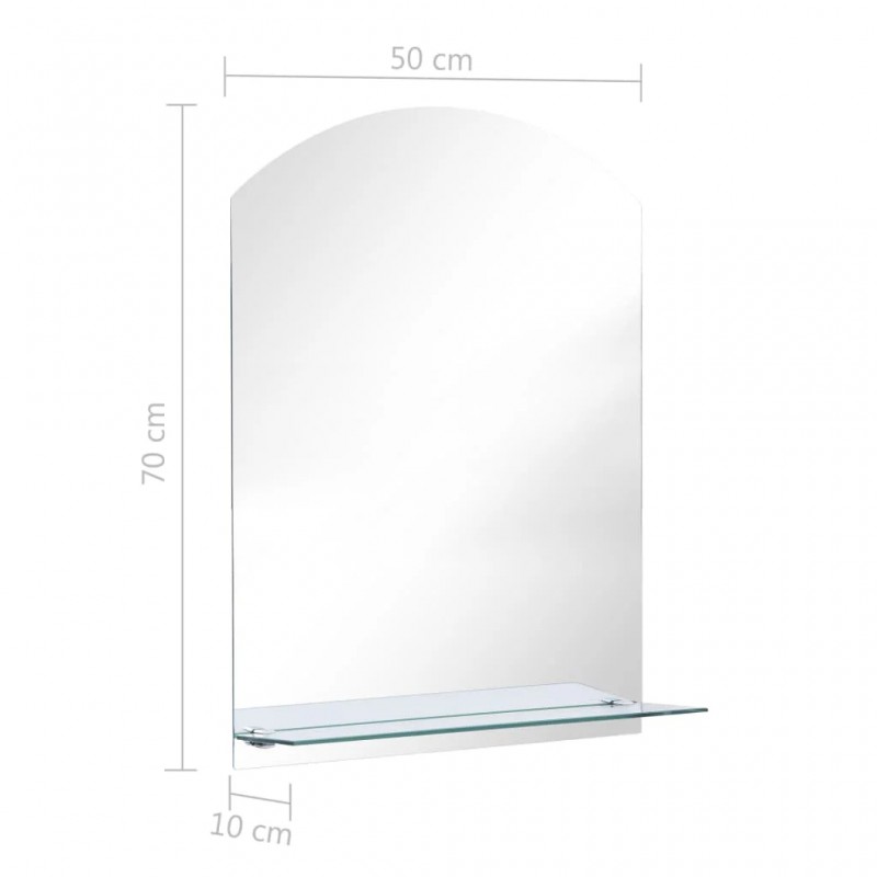 Wall Mirror with Shelf 50x70 cm Tempered Glass Wall Mirror with Shelf 50x70 cm Tempered Glass