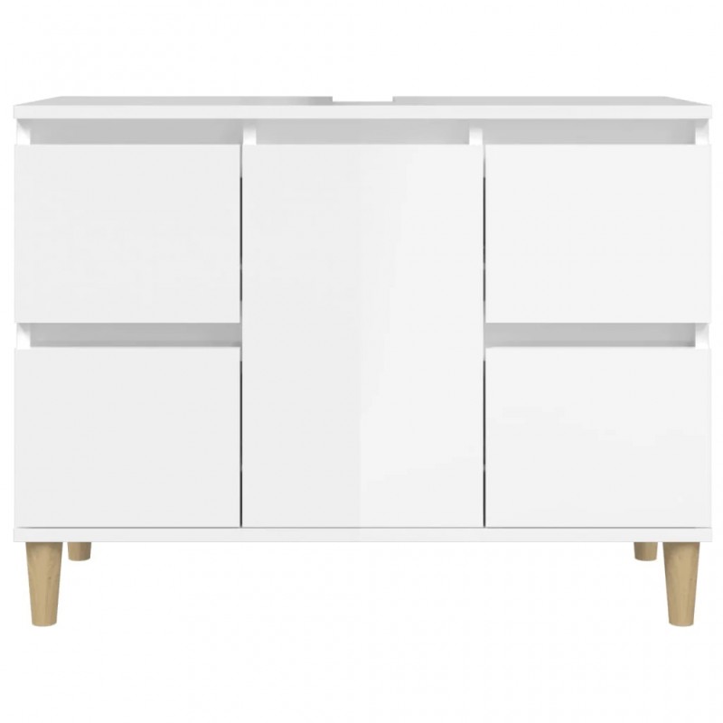 Sink Cabinet High Gloss White 80x33x60 cm Engineered Wood Sink Cabinet High Gloss White 80x33x60 cm Engineered Wood