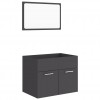 2 Piece Bathroom Furniture Set Grey Engineered Wood