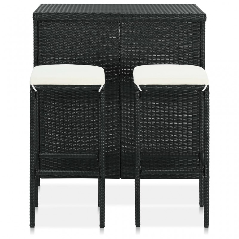 3 Piece Bar Set Poly Rattan Black 3 Piece Bar Set Poly Rattan Black