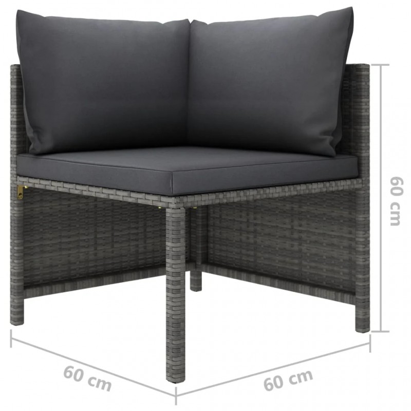 3-Seater Garden Sofa with Cushions Grey Poly Rattan 3-Seater Garden Sofa with Cushions Grey Poly Rattan