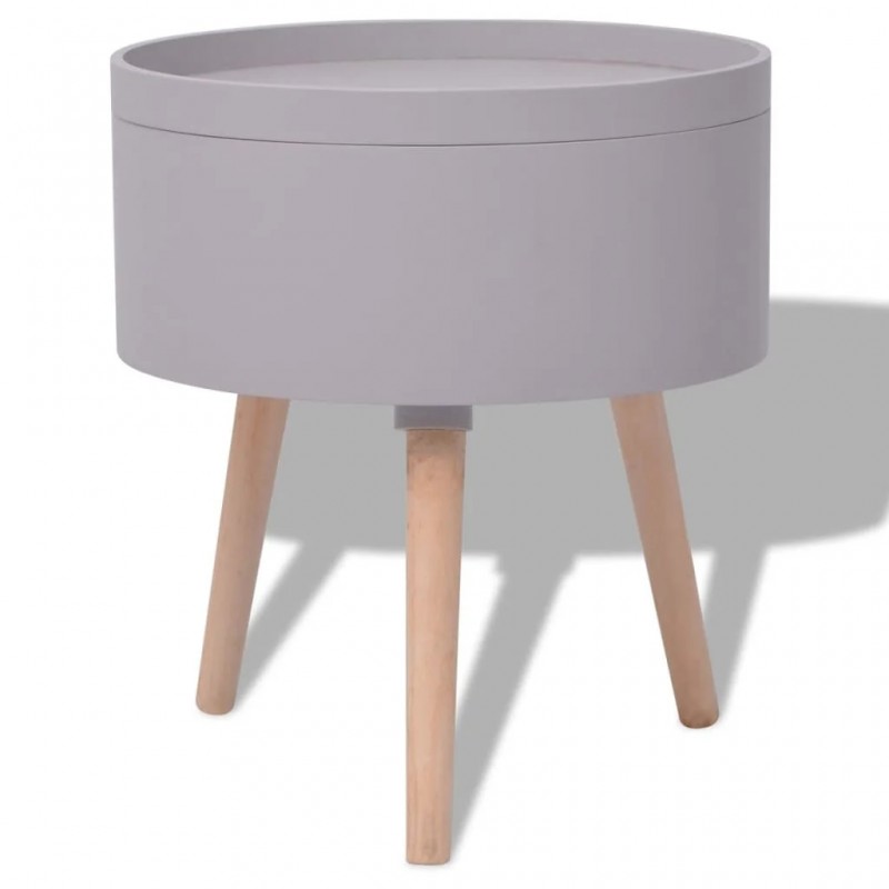 Side Table with Serving Tray Round 39.5x44.5 cm Grey Side Table with Serving Tray Round 39.5x44.5 cm Grey