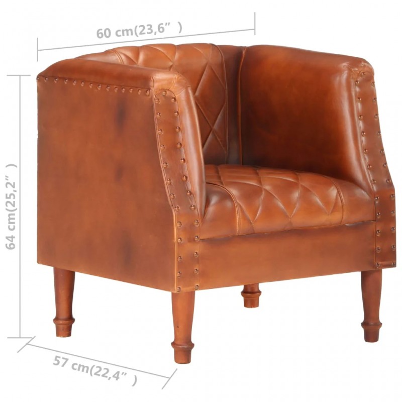 Tub Chair Brown Real Goat Leather Tub Chair Brown Real Goat Leather