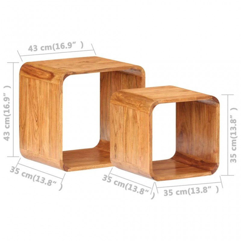 Side Tables 2 pcs Solid Acacia Wood Honey Finish Side Tables 2 pcs Solid Acacia Wood Honey Finish