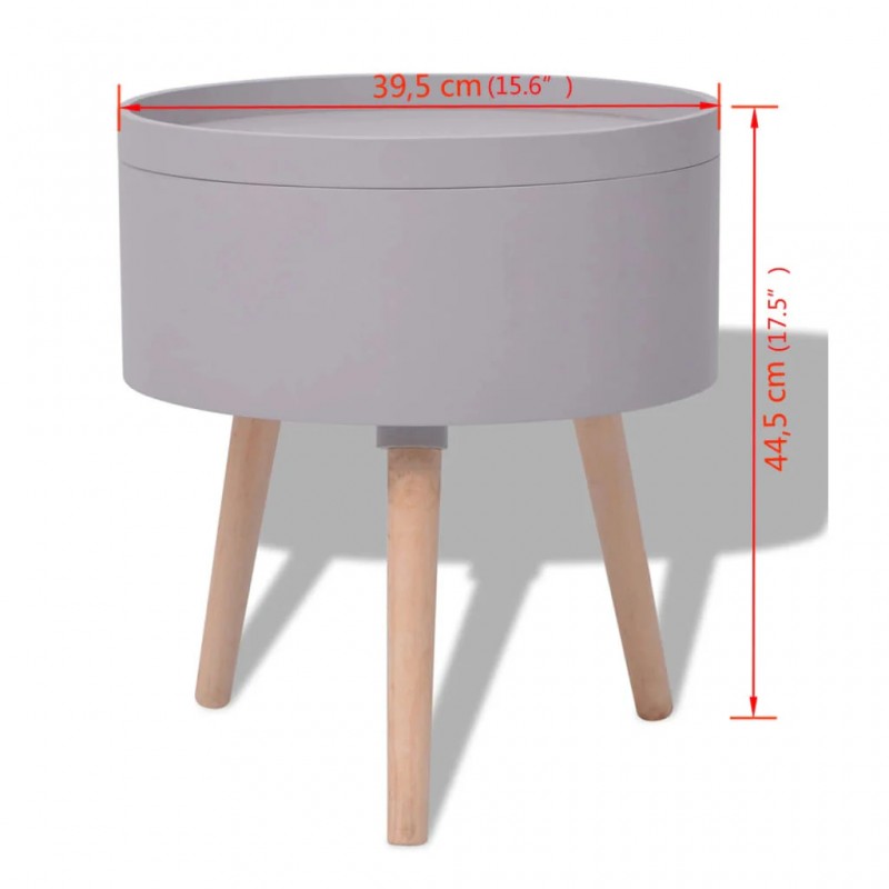 Side Table with Serving Tray Round 39.5x44.5 cm Grey Side Table with Serving Tray Round 39.5x44.5 cm Grey