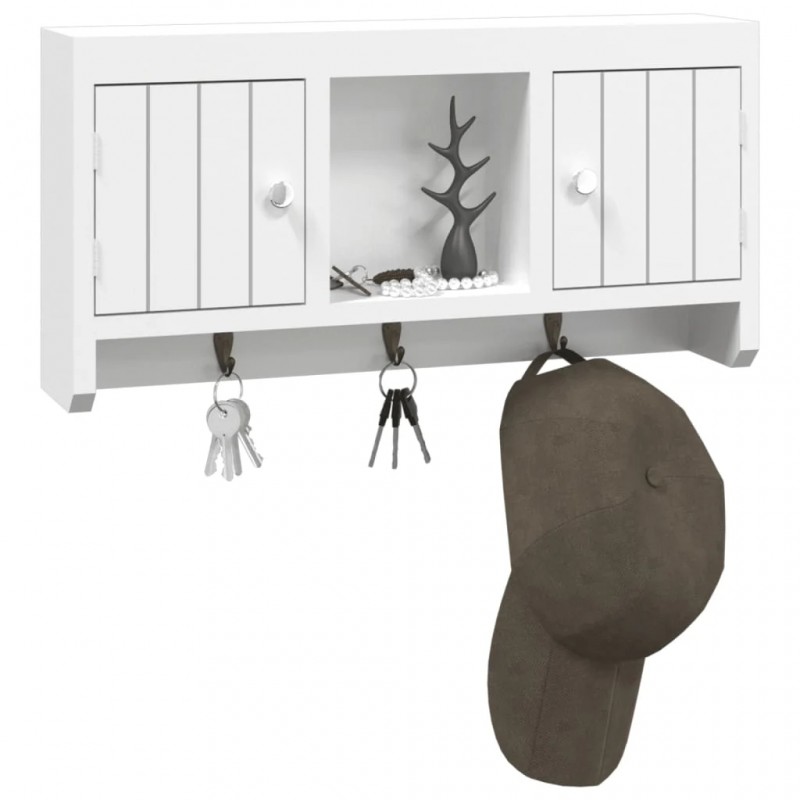 Key Cabinet White 40x8.5x20 cm Engineered Wood&Steel Key Cabinet White 40x8.5x20 cm Engineered Wood&Steel