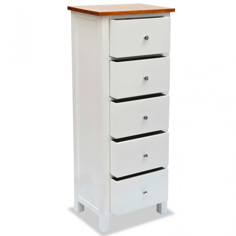 Tall Chest of Drawers 45x32x115 cm Solid Oak Wood Tall Chest of Drawers 45x32x115 cm Solid Oak Wood