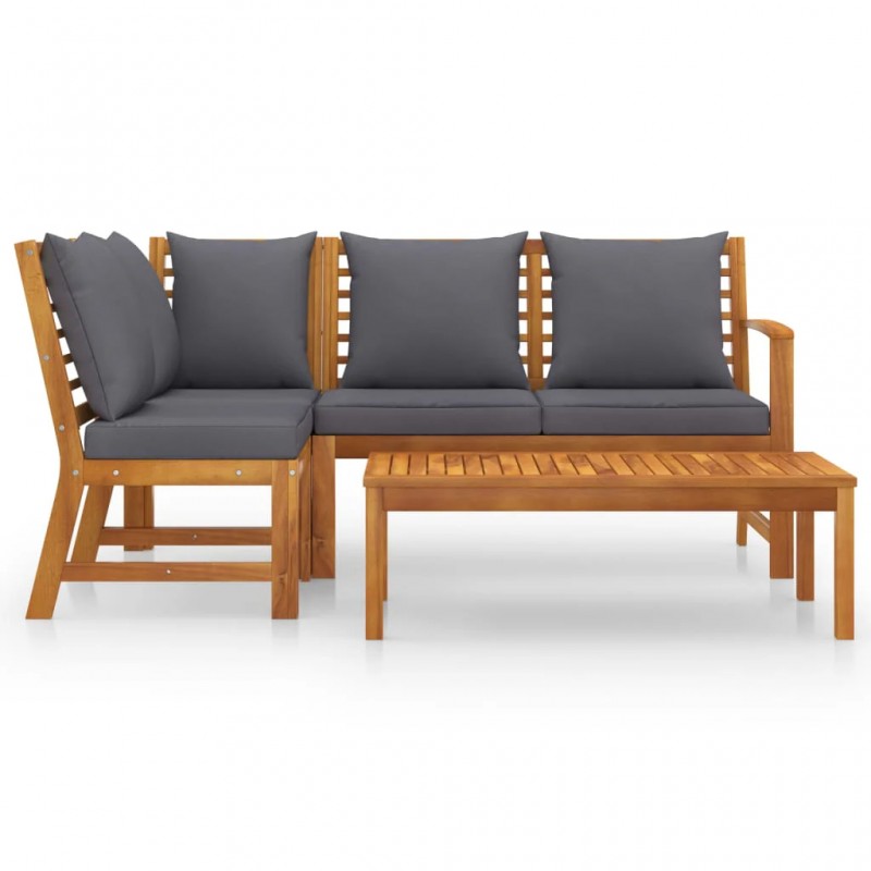 4 Piece Garden Lounge Set with Cushion Solid Acacia Wood 4 Piece Garden Lounge Set with Cushion Solid Acacia Wood