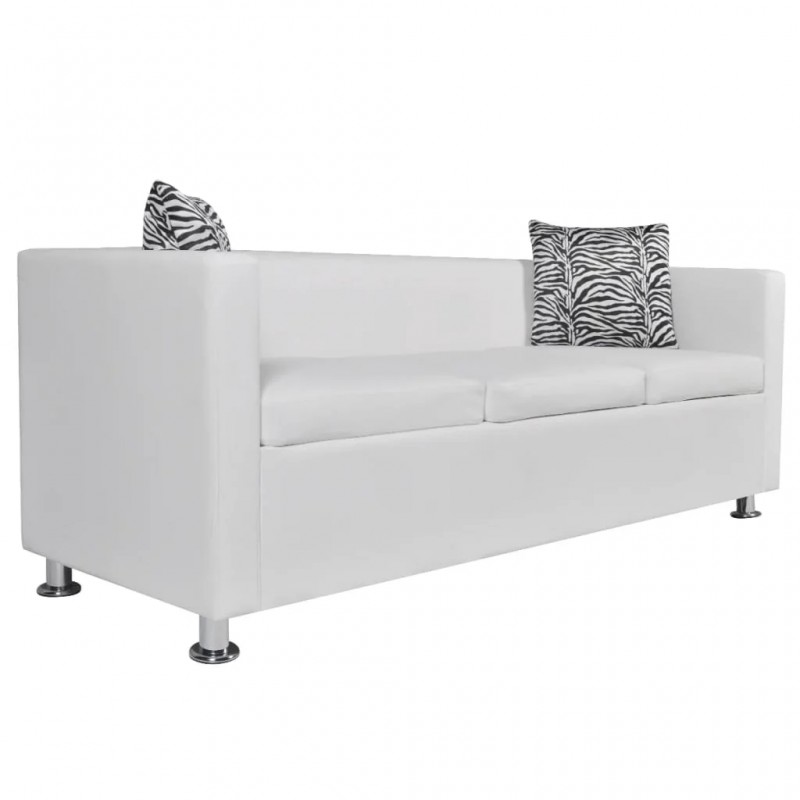 Sofa 3-Seater Artificial Leather White Sofa 3-Seater Artificial Leather White