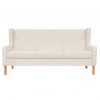 3-Seater Sofa Fabric Cream White