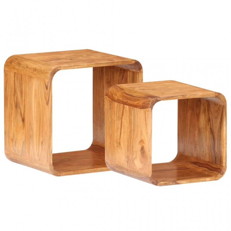 Side Tables 2 pcs Solid Acacia Wood Honey Finish Side Tables 2 pcs Solid Acacia Wood Honey Finish