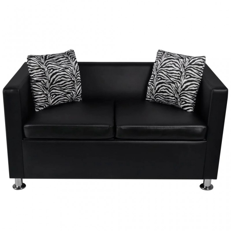 Sofa 2-Seater Artificial Leather Black Sofa 2-Seater Artificial Leather Black