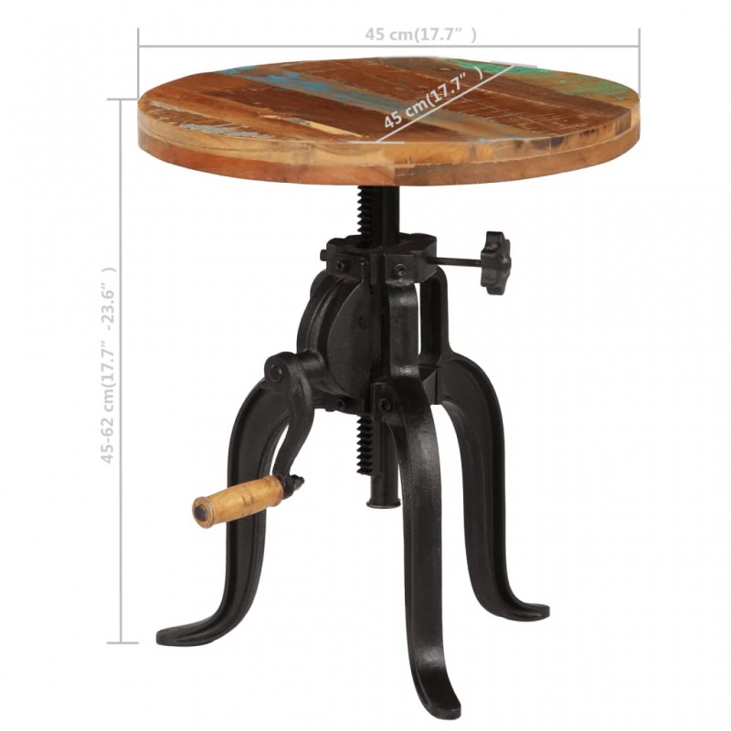 Side Table 45x(45-62) cm Solid Reclaimed Wood and Cast Iron Side Table 45x(45-62) cm Solid Reclaimed Wood and Cast Iron