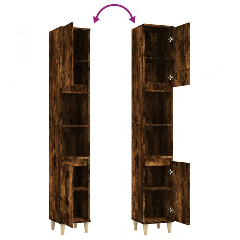 Bathroom Cabinet Smoked Oak 30x30x190 cm Engineered Wood Bathroom Cabinet Smoked Oak 30x30x190 cm Engineered Wood