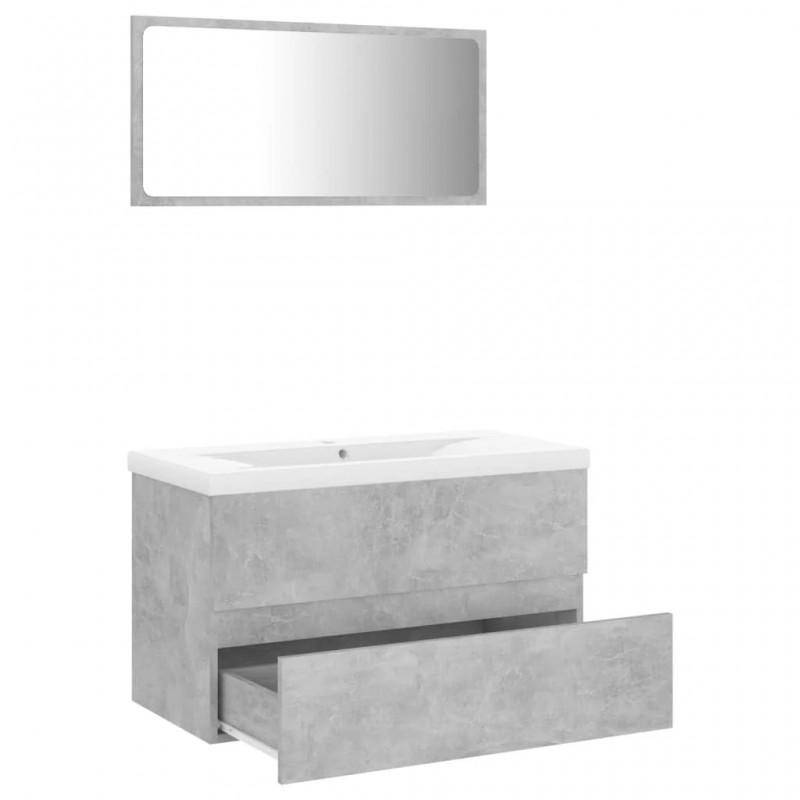 Bathroom Furniture Set Concrete Grey Engineered Wood Bathroom Furniture Set Concrete Grey Engineered Wood