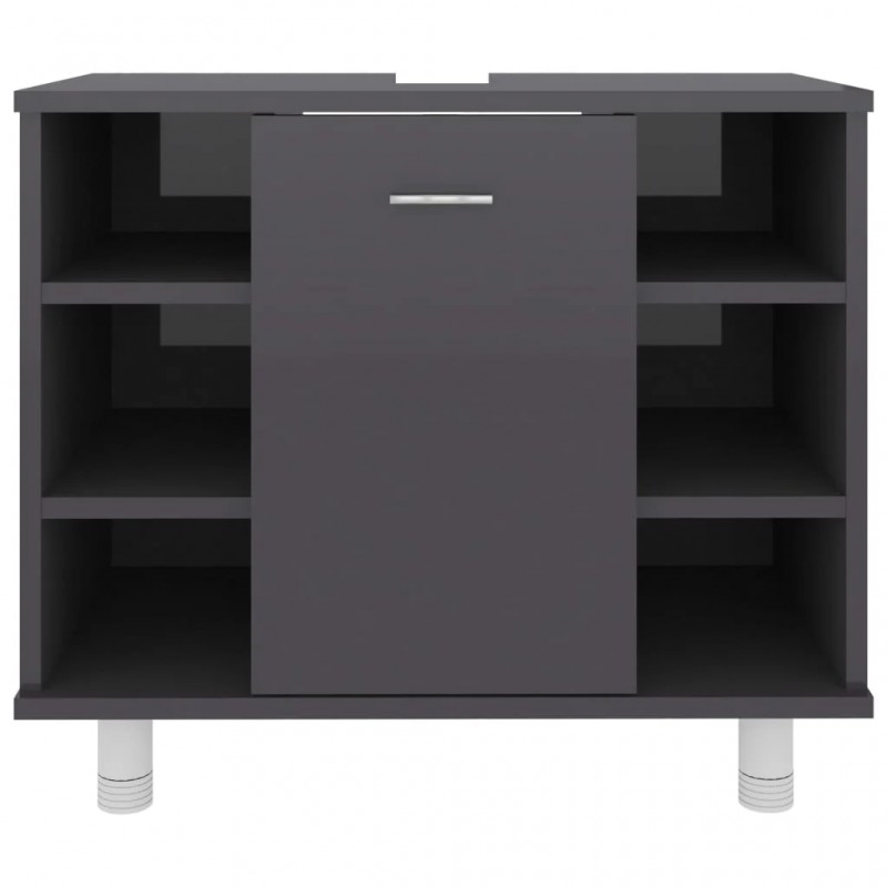 Bathroom Cabinet High Gloss Grey 60x32x53.5 cm Engineered Wood Bathroom Cabinet High Gloss Grey 60x32x53.5 cm Engineered Wood