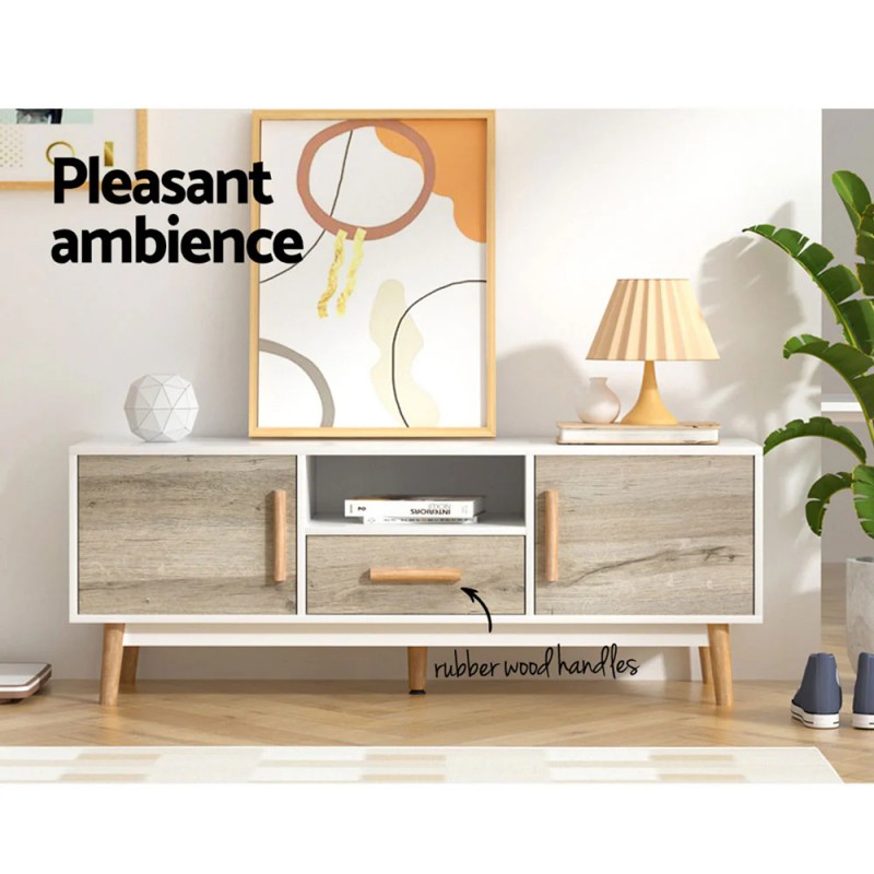 Artiss TV Cabinet Entertainment Unit 120cm Wood White Gino Artiss TV Cabinet Entertainment Unit 120cm Wood White Gino