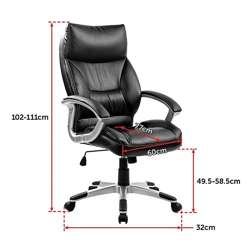 PU Leather Office Chair Executive Padded Black PU Leather Office Chair Executive Padded Black