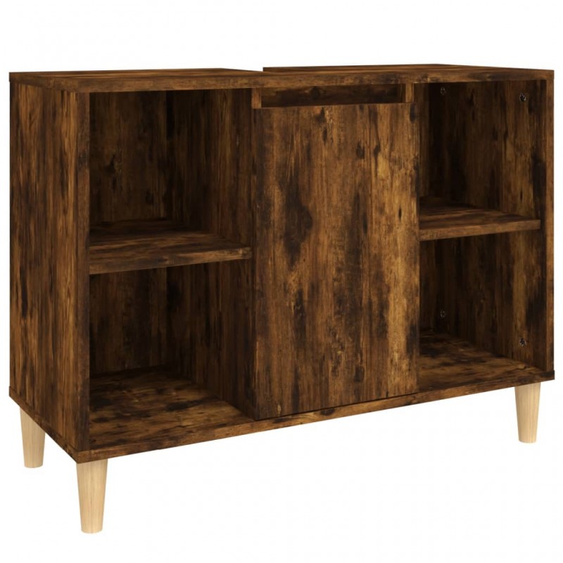 Sink Cabinet Smoked Oak 80x33x60 cm Engineered Wood Sink Cabinet Smoked Oak 80x33x60 cm Engineered Wood