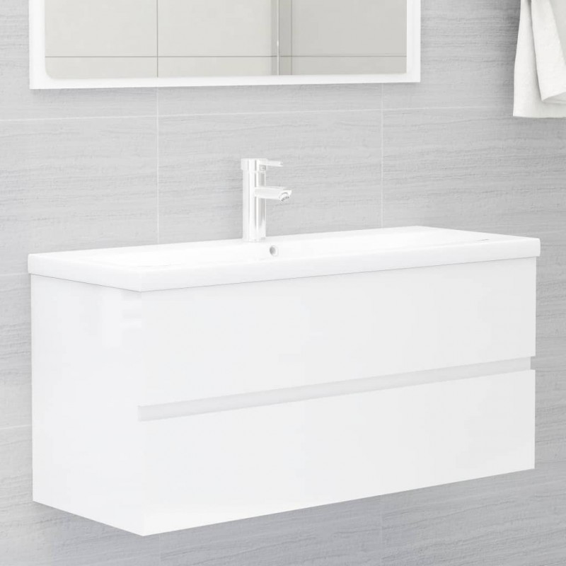 Bathroom Furniture Set High Gloss White Engineered Wood Bathroom Furniture Set High Gloss White Engineered Wood