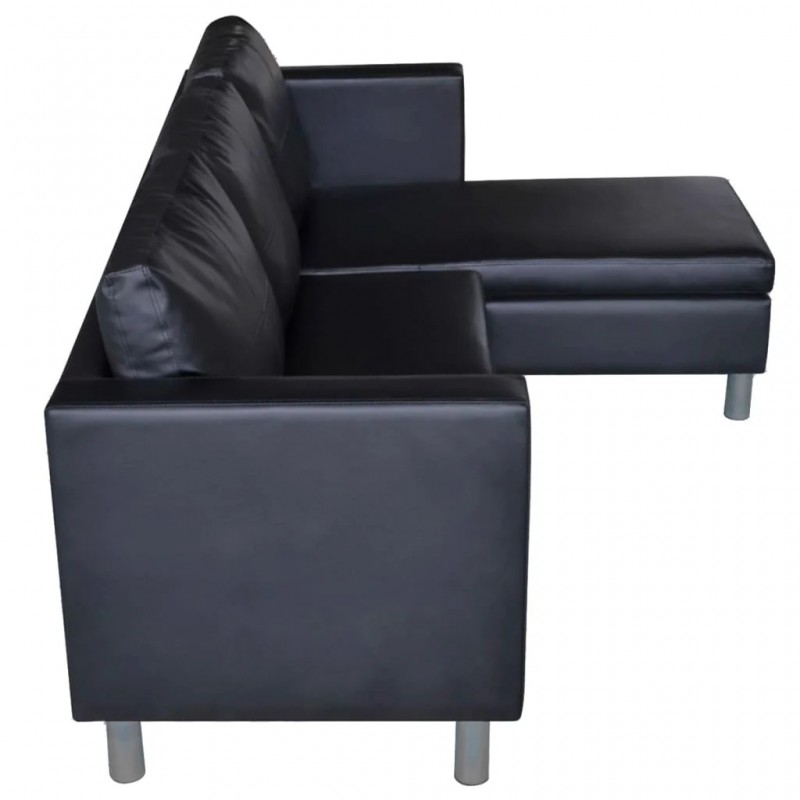 Sectional Sofa 3-Seater Artificial Leather Black Sectional Sofa 3-Seater Artificial Leather Black