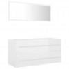 2 Piece Bathroom Furniture Set High Gloss White Engineered Wood