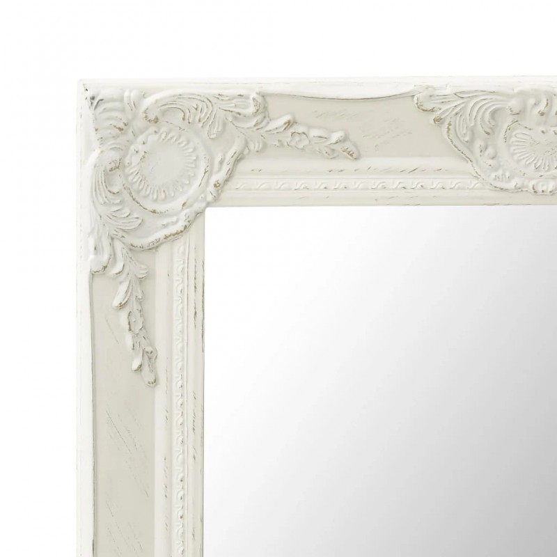 Wall Mirror Baroque Style 60x40 cm White Wall Mirror Baroque Style 60x40 cm White