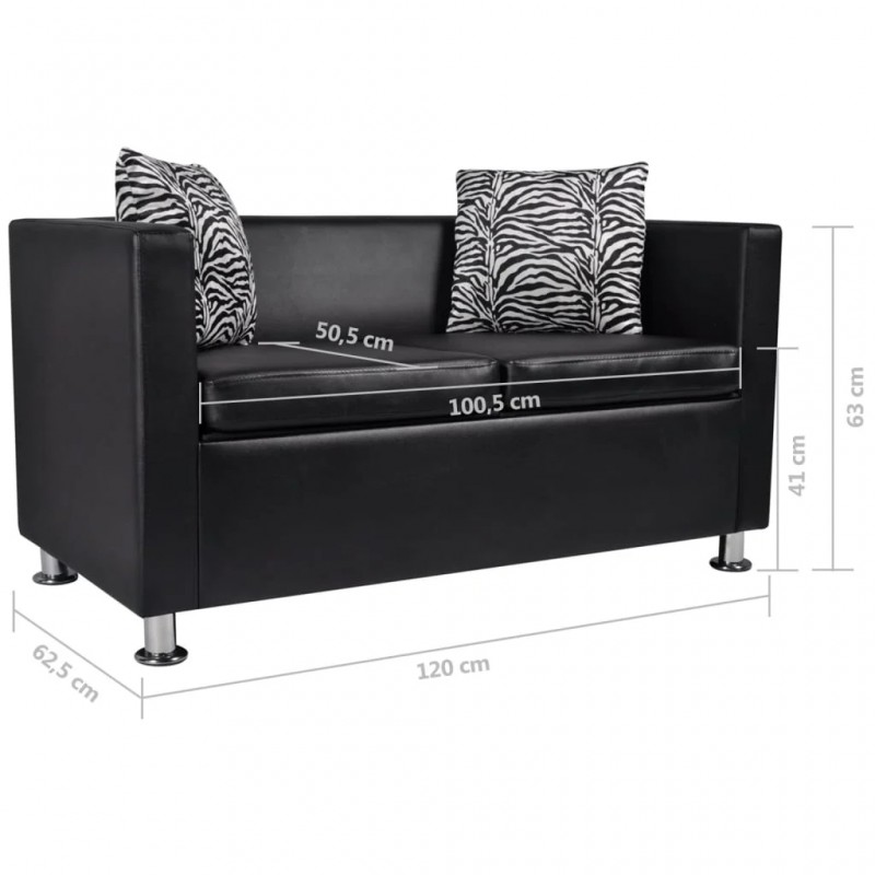 Sofa 2-Seater Artificial Leather Black Sofa 2-Seater Artificial Leather Black