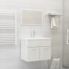 2 Piece Bathroom Furniture Set High Gloss White Engineered Wood