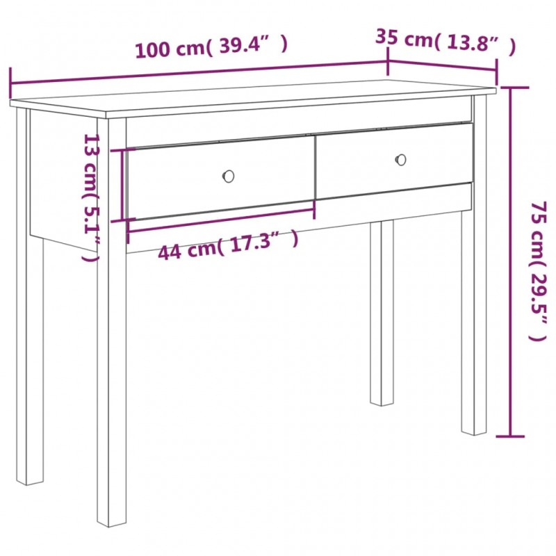 Console Table 100x35x75 cm Solid Wood Pine Console Table 100x35x75 cm Solid Wood Pine